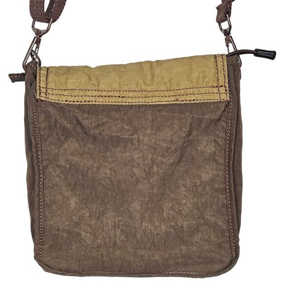 Life is Good Nylon Adjustable Strap Crossbody Bag Purse Brown Tan Heart Boho - Picture 4 of 10